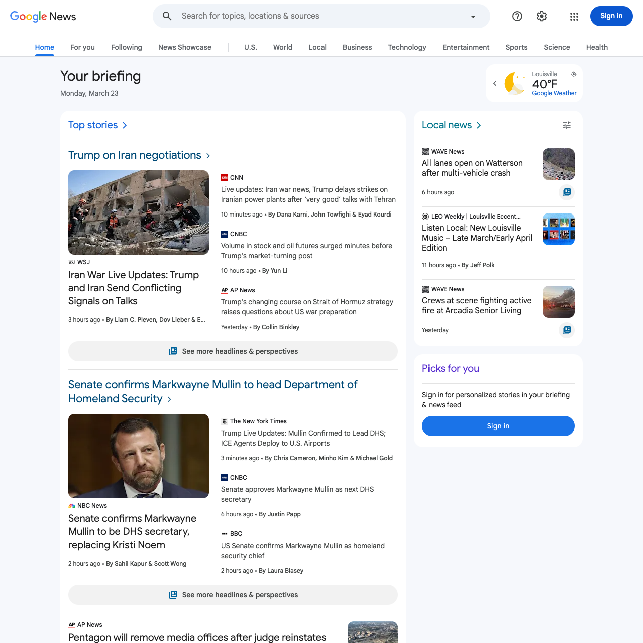 GoogleNews screenshot